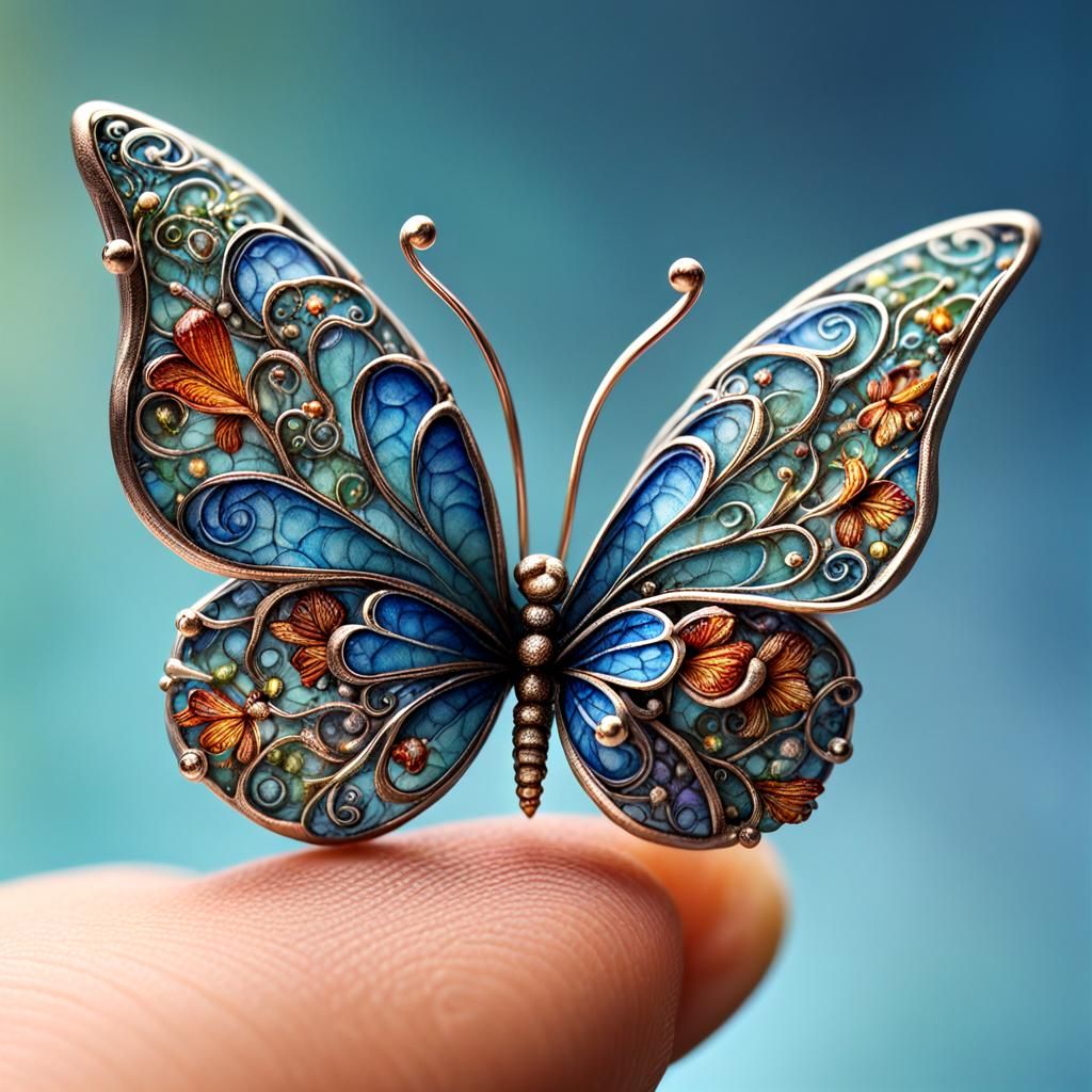 Mini Butterflies on a Finger: Ethereal Beauty