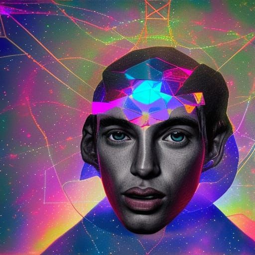 Cosmic Astral Illustration in Pablo Amaringo Style