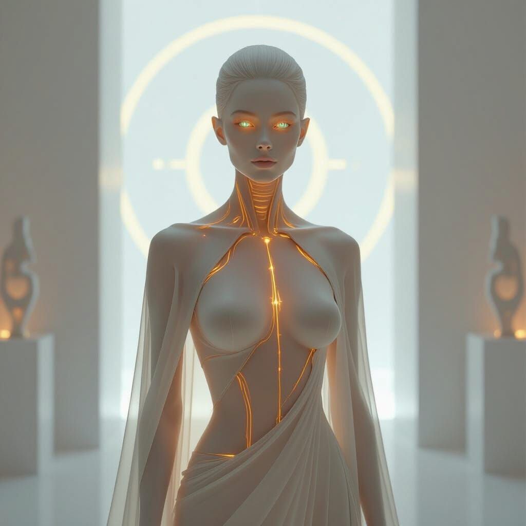 Androgynous Synthetic Being in Futuristic Style