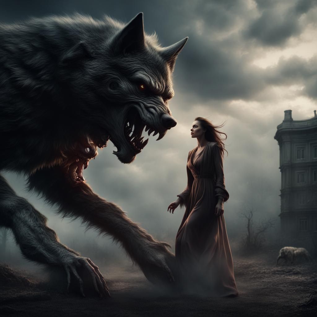 Woman's Dramatic Werewolf Transformation: Digital Matte Pain...