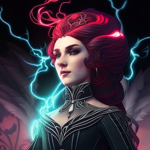 Fantastical Portrait of a Woman in Watercolor Style