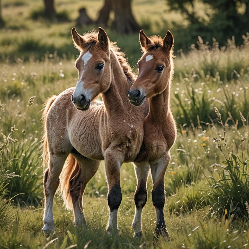 Foal in Meadow: Hyper-Realistic Animal Portrait