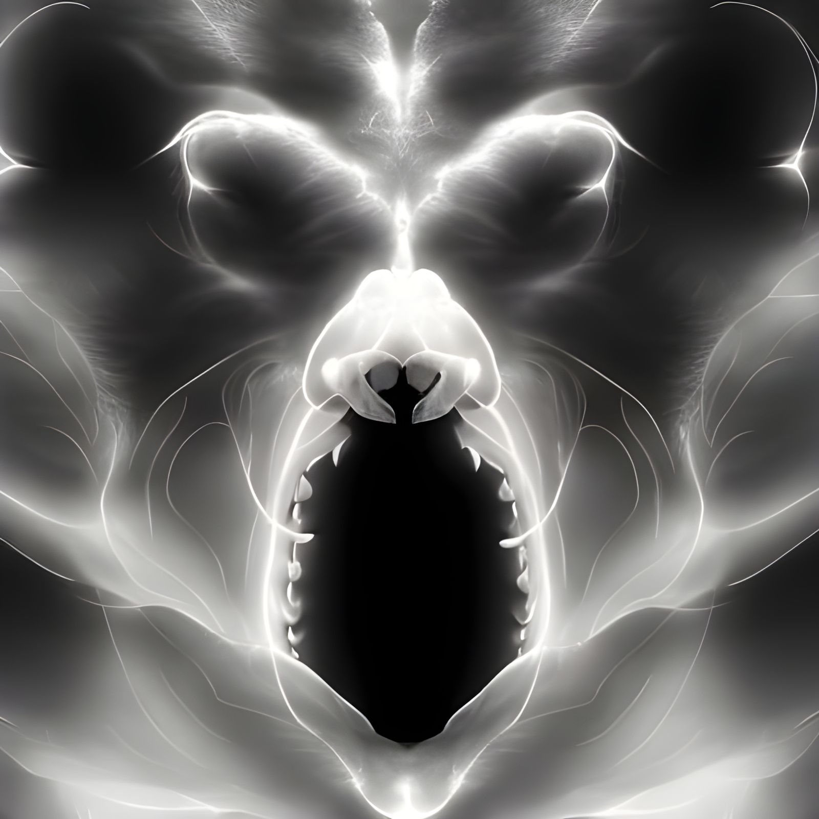 Dramatic Smoke Fish Face with Glowing Outlines