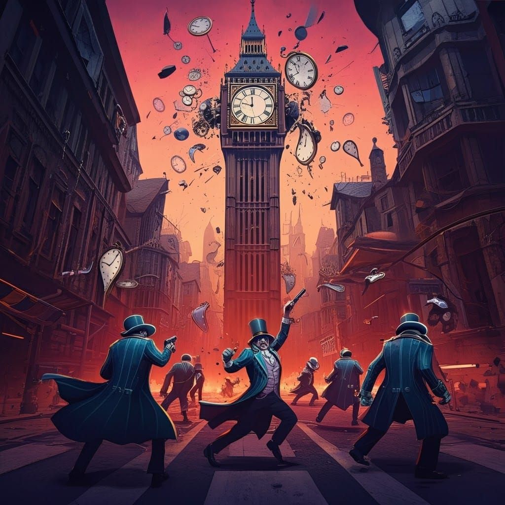 Dystopian Metropolis: Clockwork Chaos in Cyberpunk Style