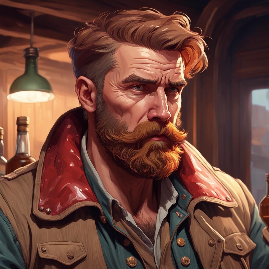 Drunk Marine Portrait by Rutkowski, Artgerm, and Mucha