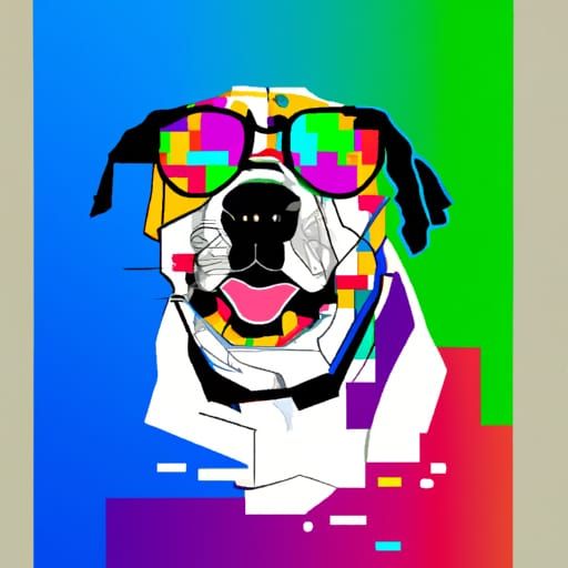 Pop Art Dog Screen Print in Bauhaus Style