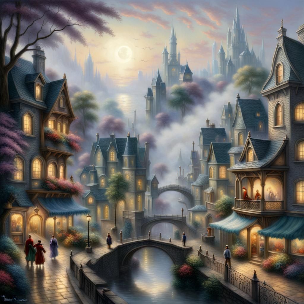 Misty fantasy town