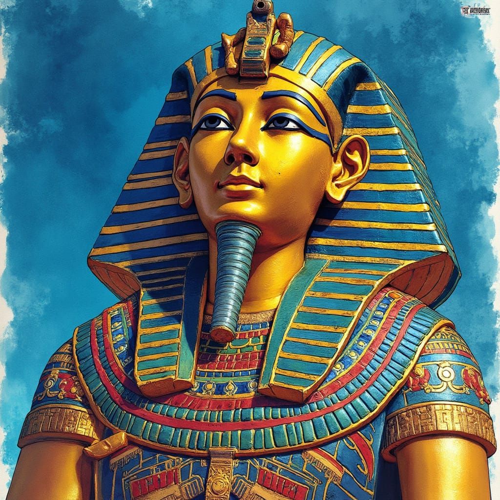 Egyptian Artifacts Magazine Cover in Comic Book Style