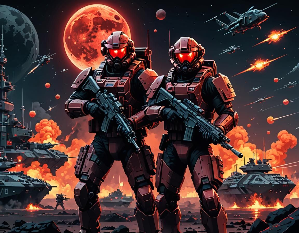 Menacing Cyborg Soldier in 16-bit Pixel Art Style