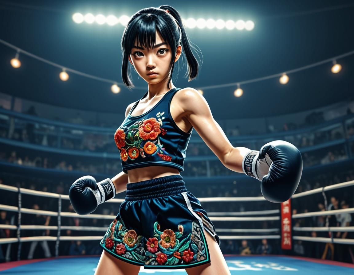 Anime Martial Arts Woman in Embroidered Dress