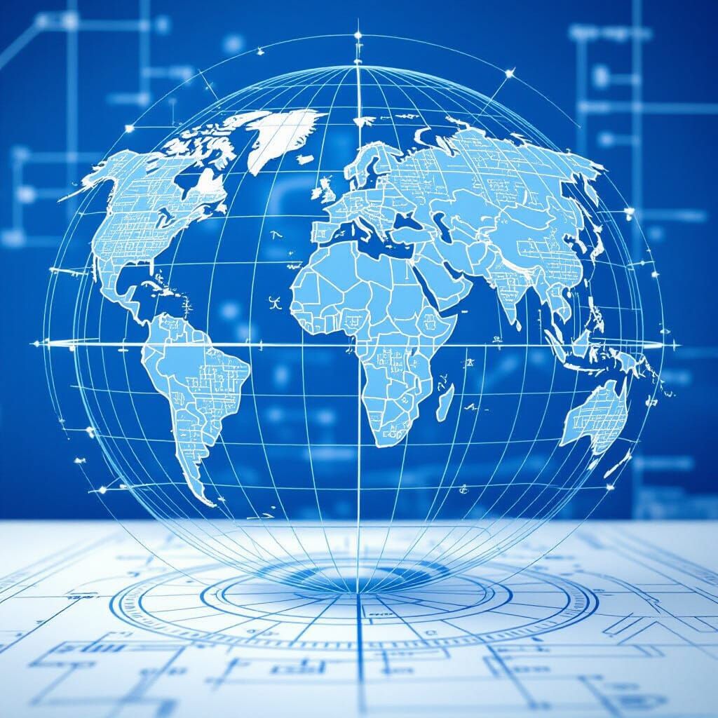 Technical Blueprint of a World Globe