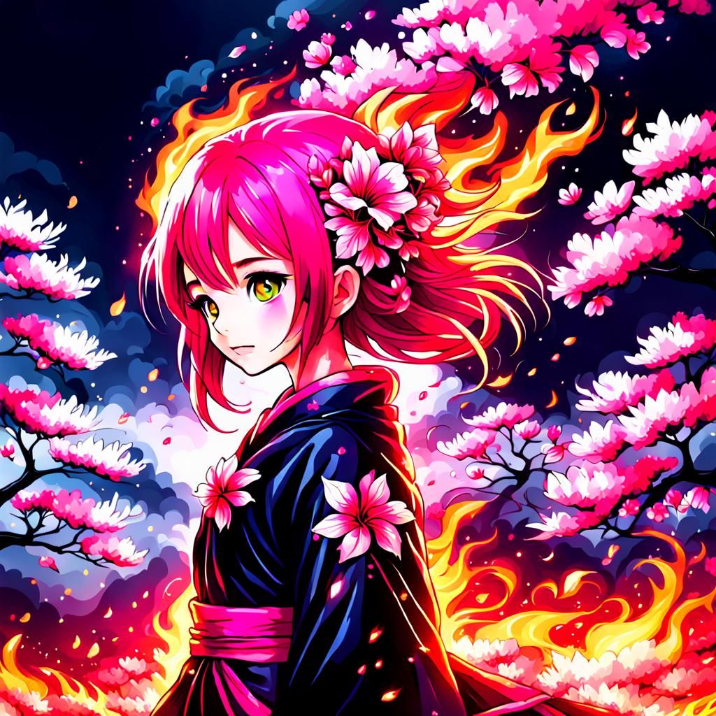 Fantasy Fire Flowers in Hot Pink