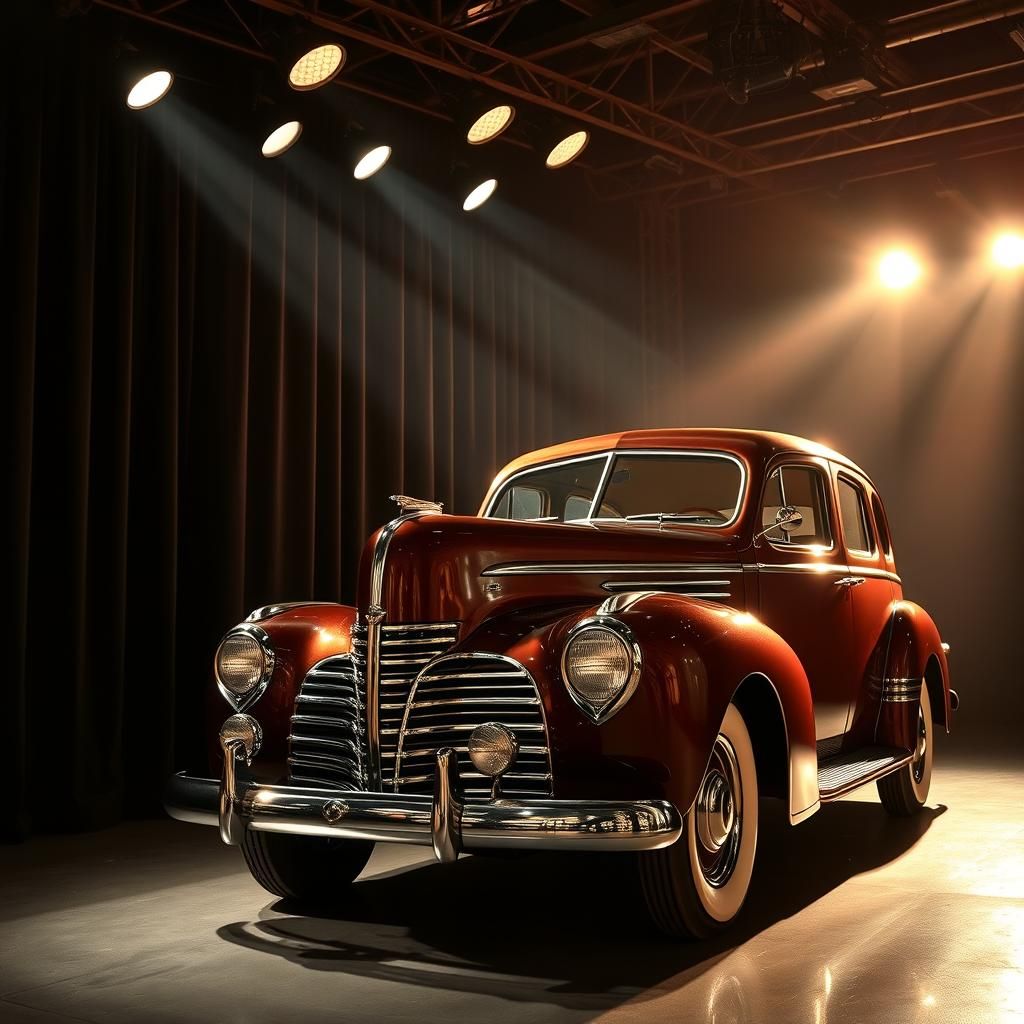 Vintage Car in Glass, Art Deco Film Set