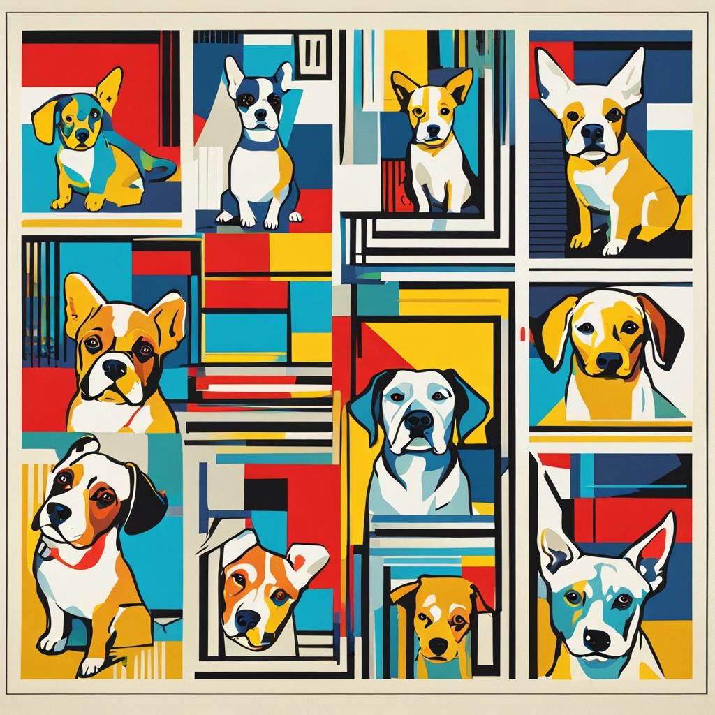 Dogs in Pop Art Screen Print Style