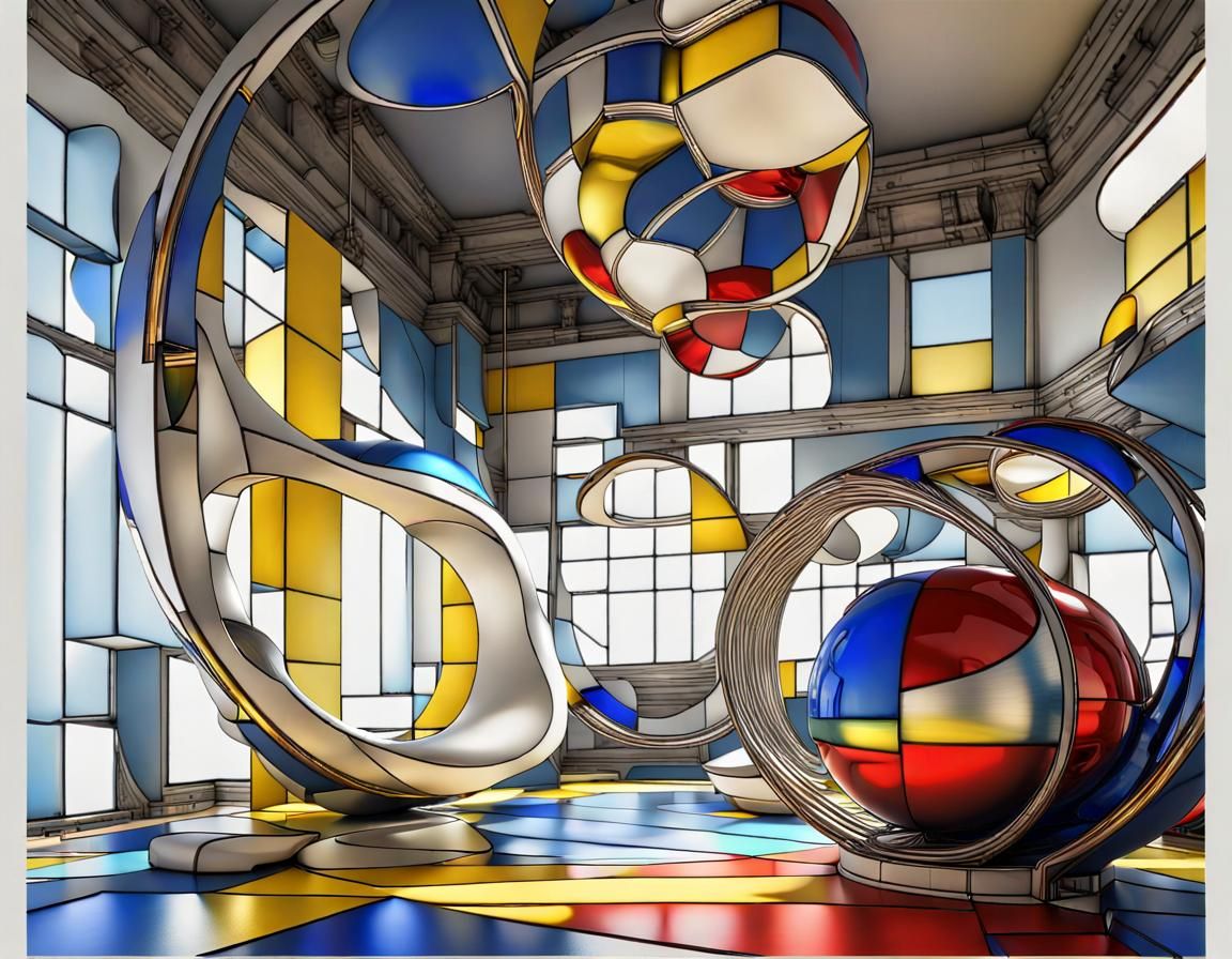 Complex Sculpture in Art Deco Science Fiction Style