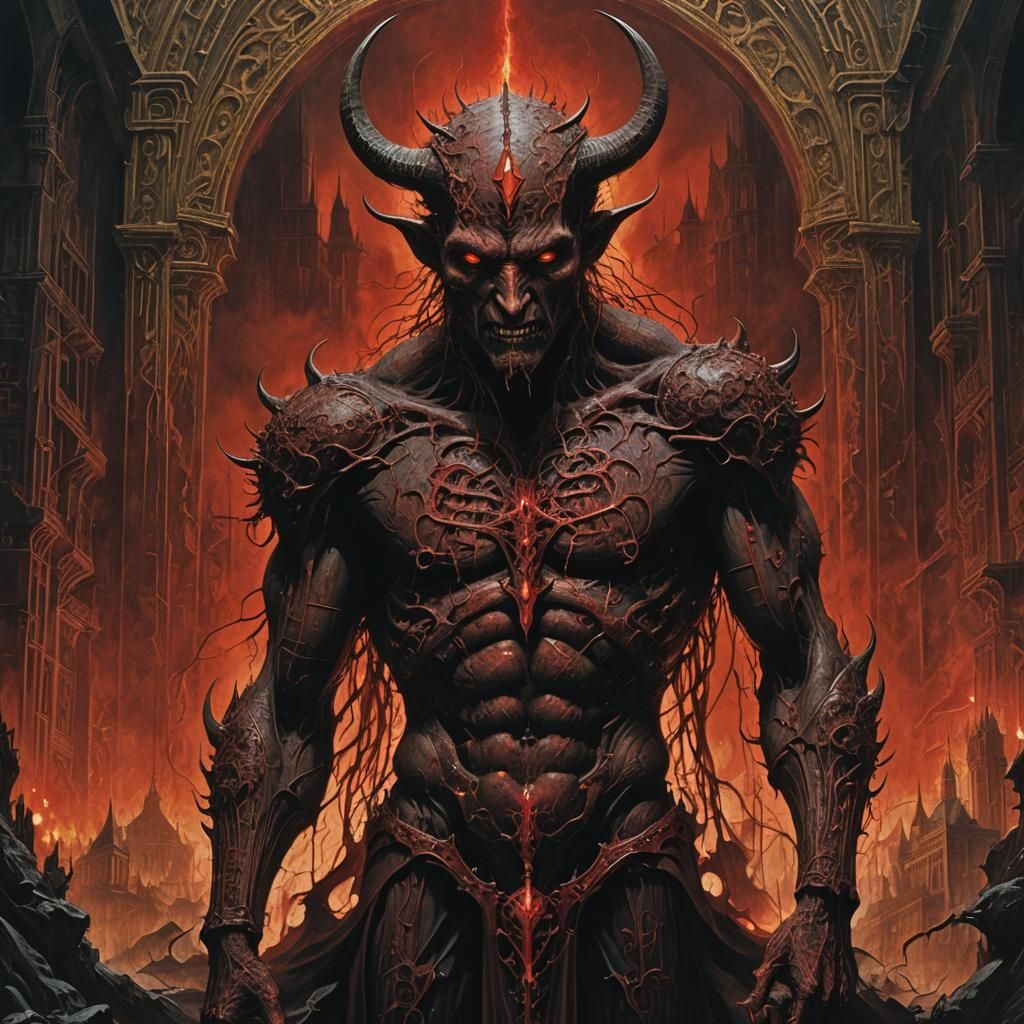 Gothic Art Deco Devil in Hell