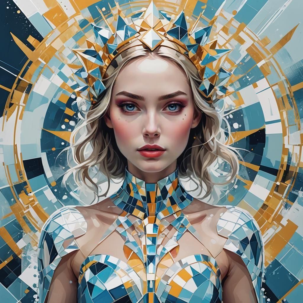 Ice Princess with Expressive Arms in Pop Art