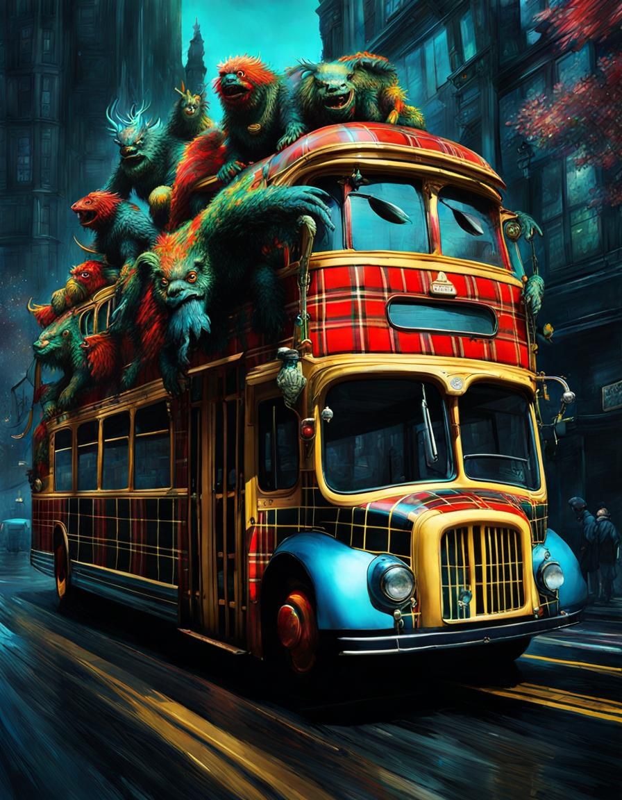 Plaid Monsters on a Bus: Fantasycore Digital Art