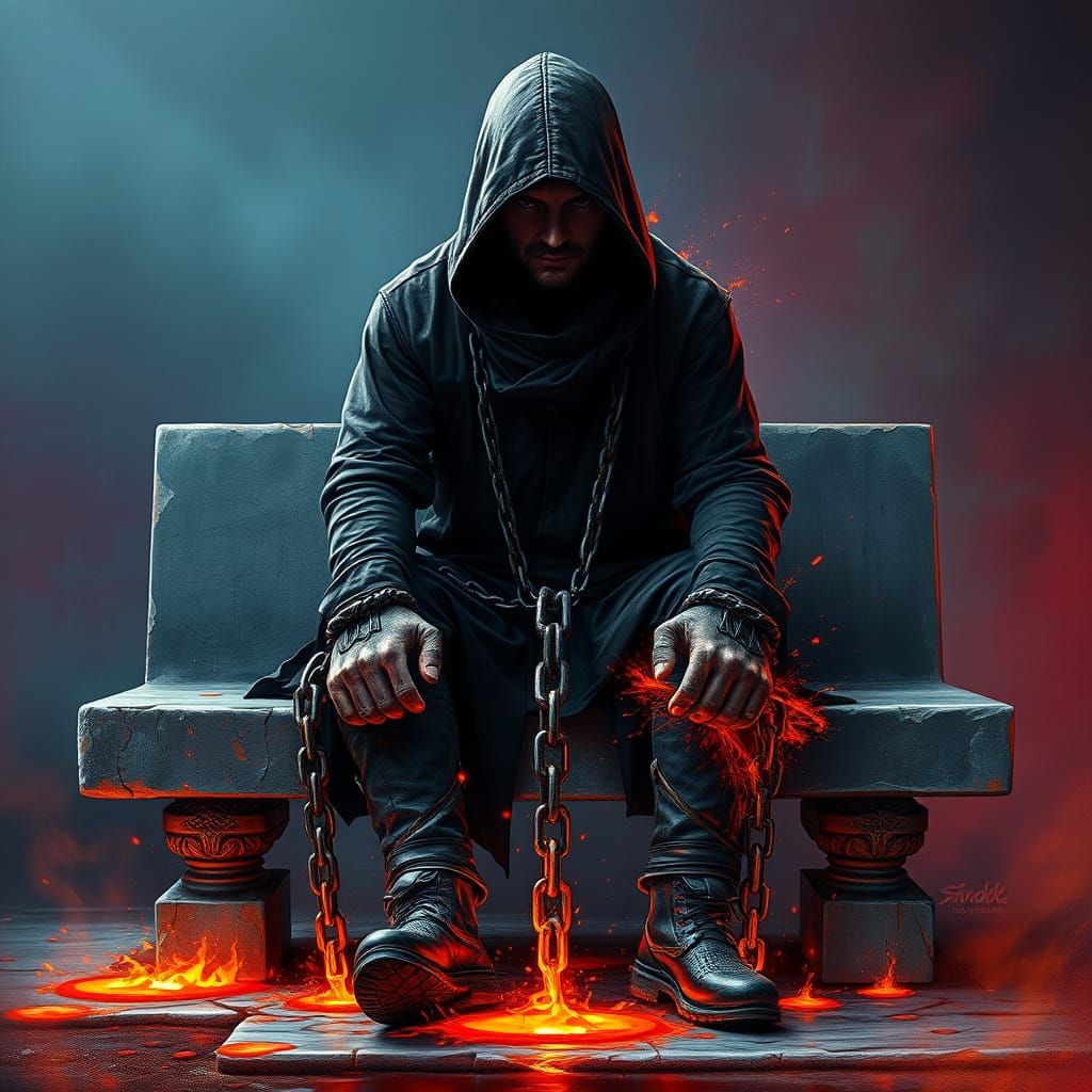 Man Melts Chains in Hyperrealistic Splash Art