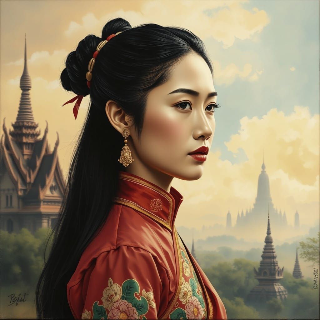 Thai Goddess in Ancient Landscapes