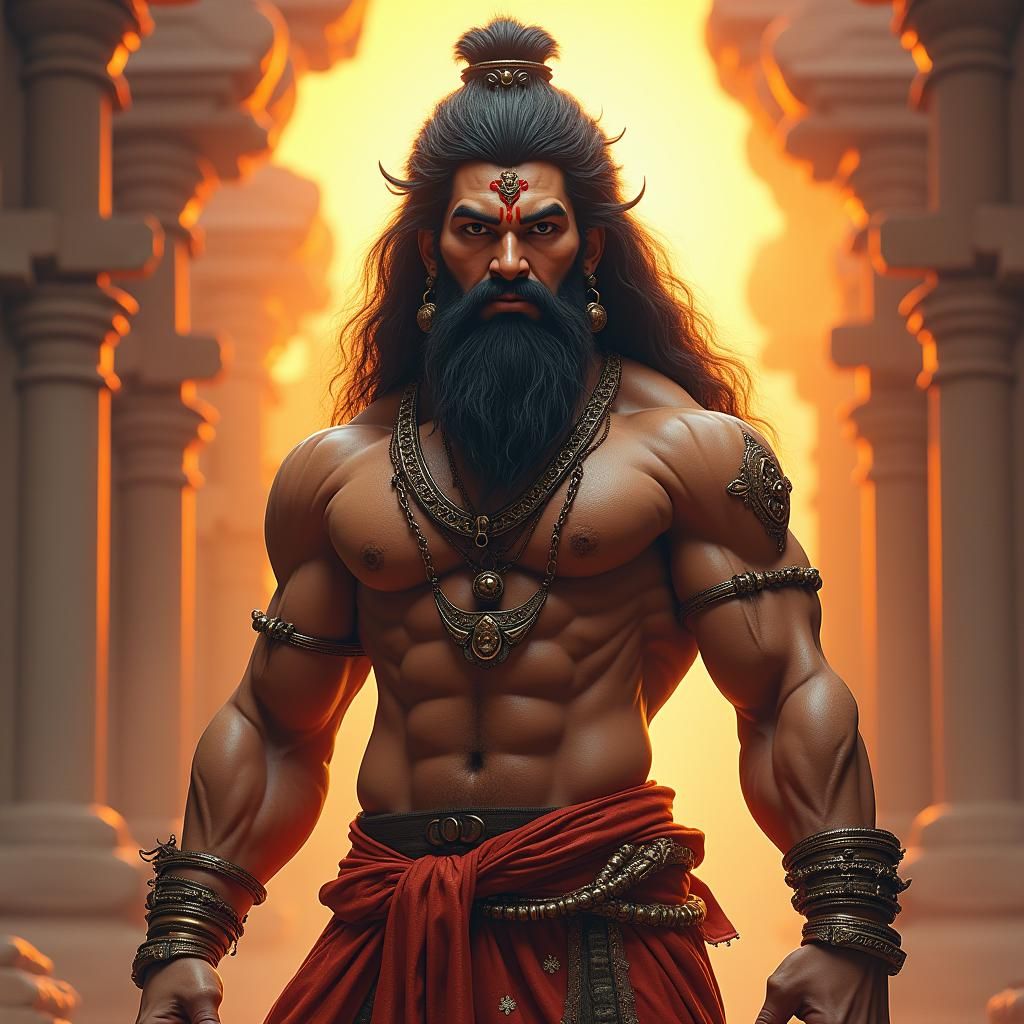 Hyperrealistic Hanuman with Eight-Pack, Matte Painting