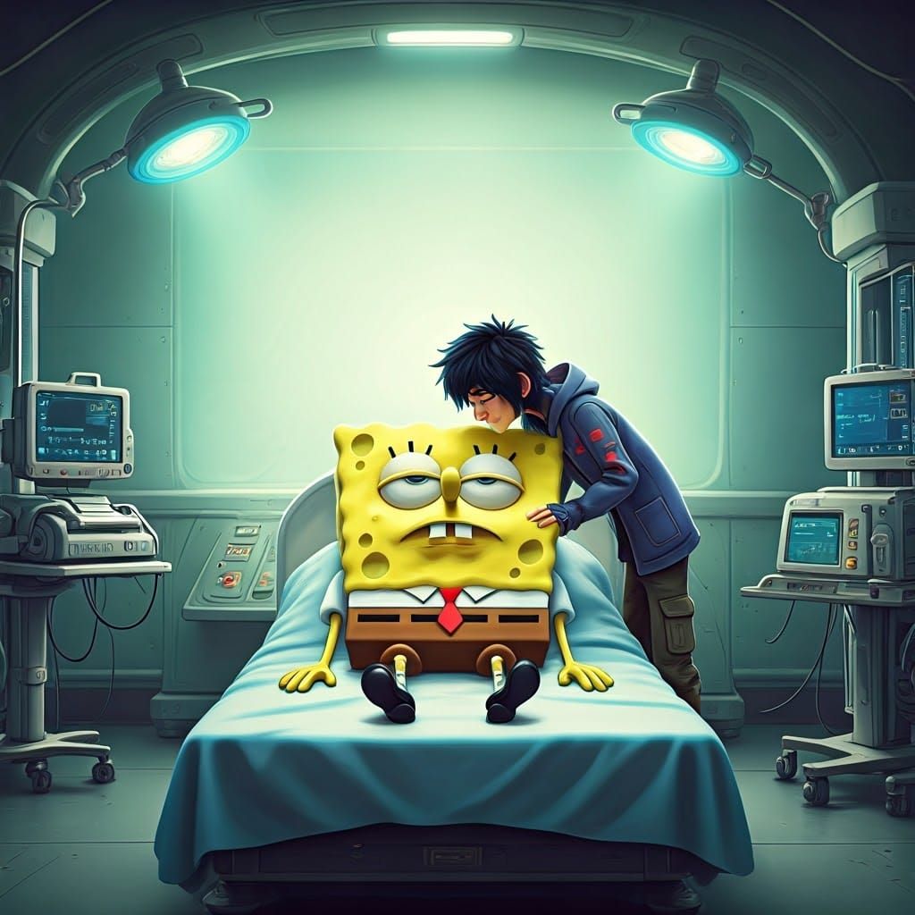 Hiro Hamada Visits Sick SpongeBob: Pixar Style