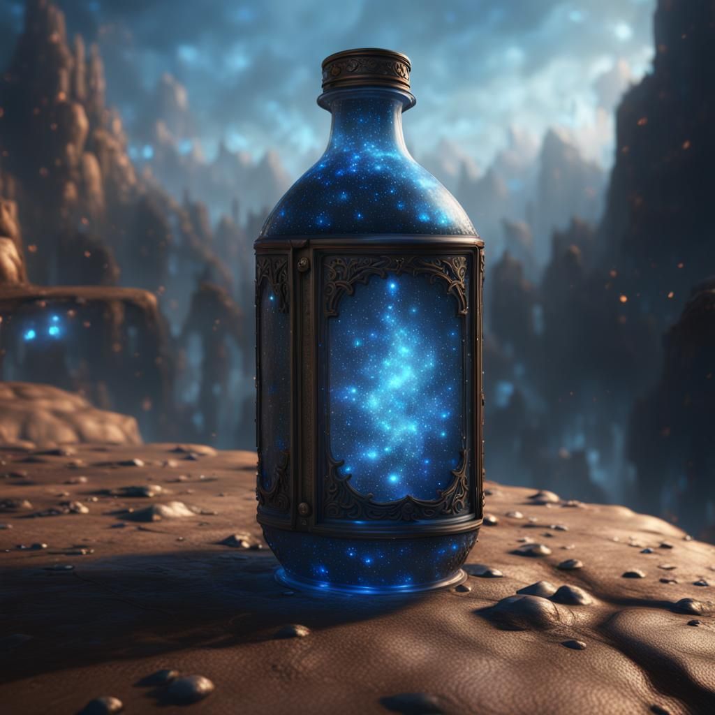 Miniature Blue Galaxy in a Bottle