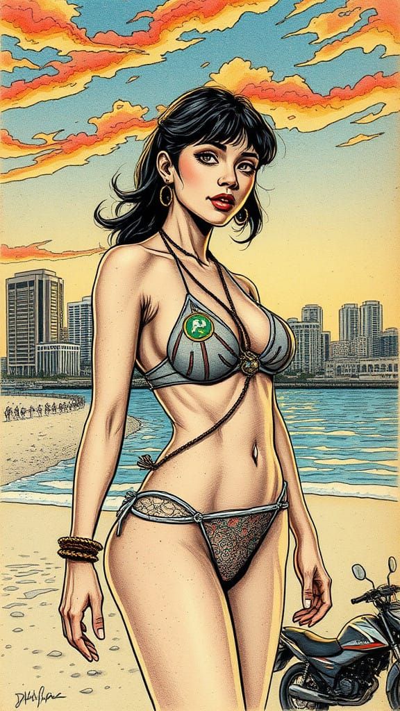 Surreal Starfleet Officer Bikini in Impasto Art Style