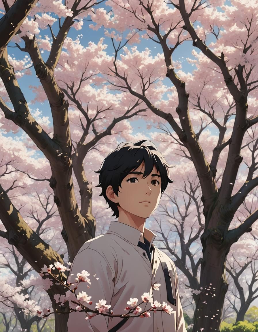 Anime Prince Amidst Cherry Blossoms