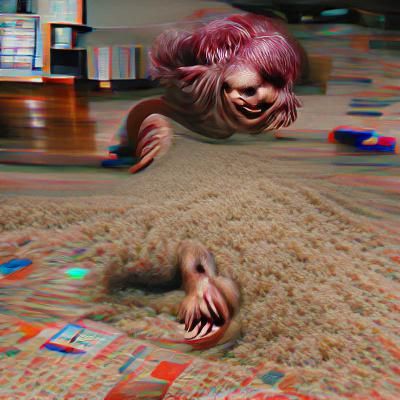Nightmare Creature Crawls Through Living Room