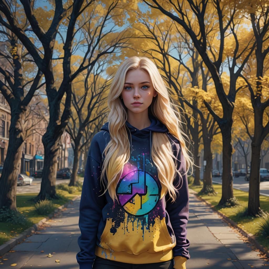 Blonde Girl with Purple Highlights: Fantasy Art