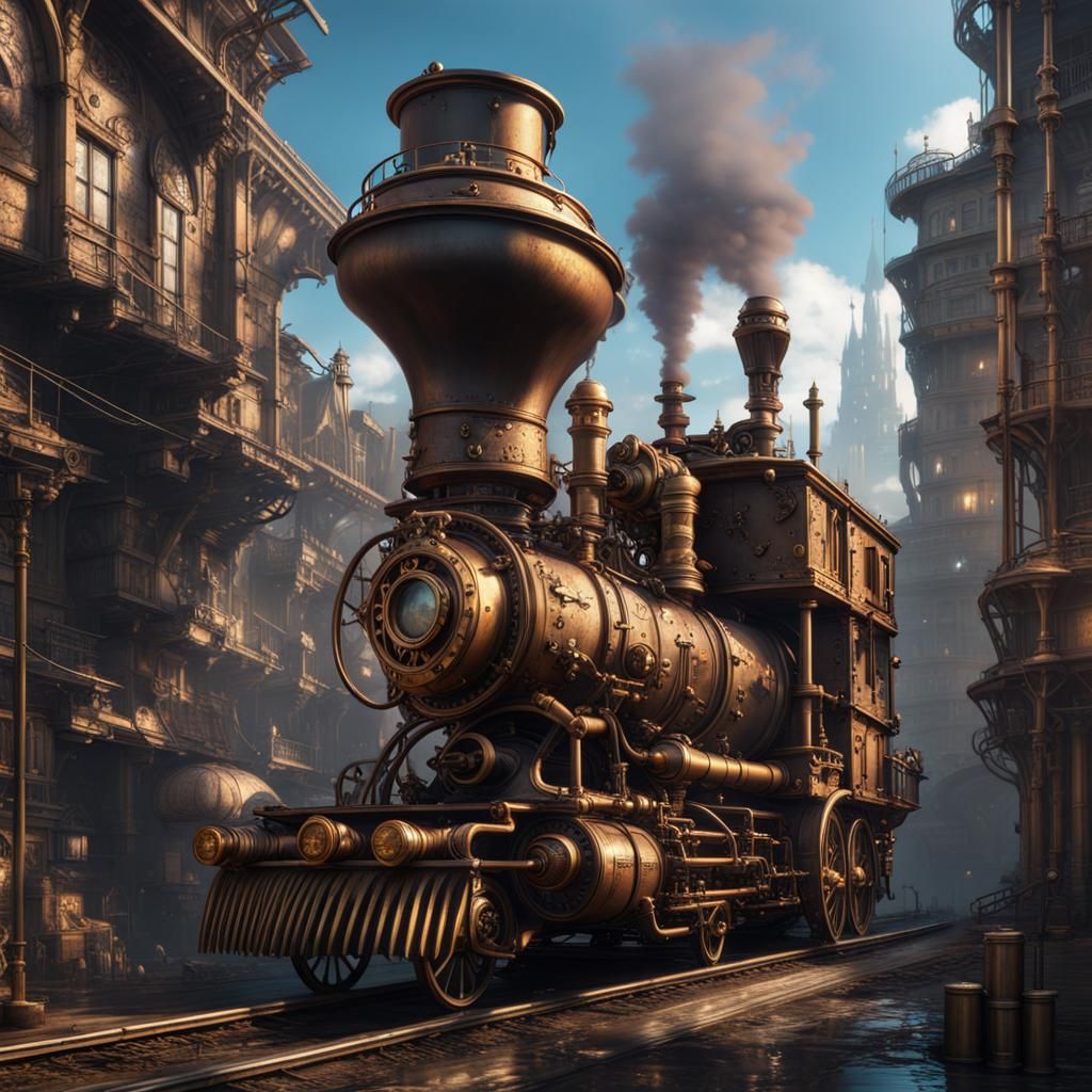 Detailed Steampunk Matte Painting in 8K