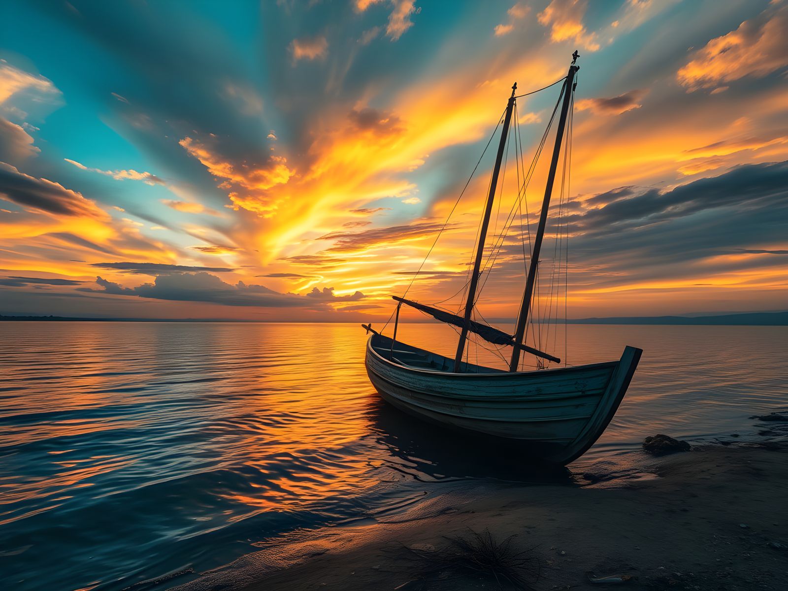 Ethereal Sunset Over Caura River in Turner Style
