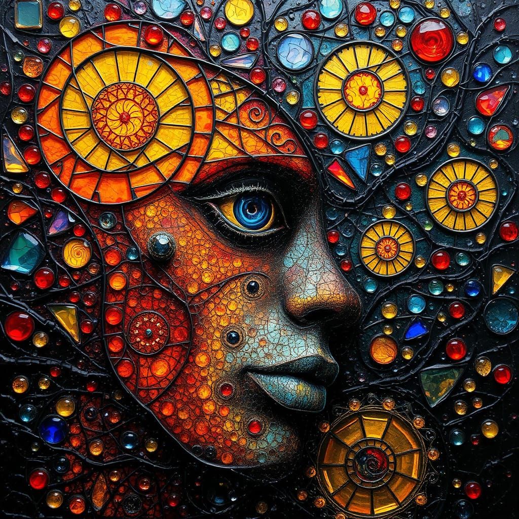 Surreal Oil Painting of Fantastical Scenes with Intricate Te...