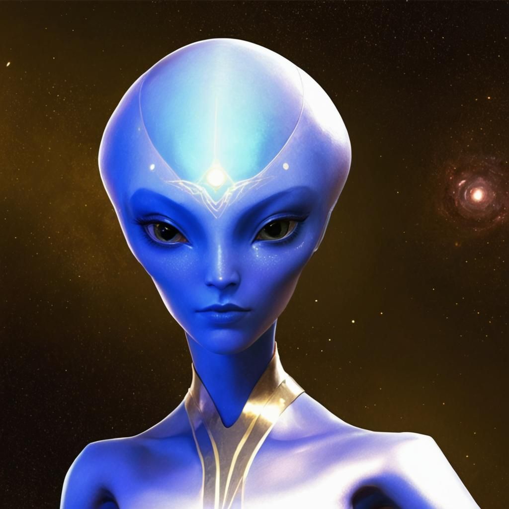 Arcturian Female Portrait in Hyperdetailed Digital Art