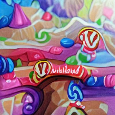 Colorful Candyland Wonderland in Gouache Style