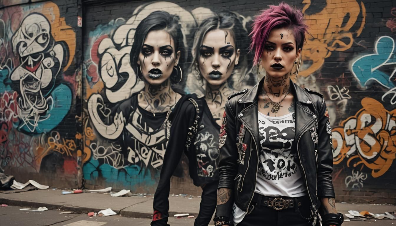 Gothic Rocker Portrait in Gritty Dystopian Style