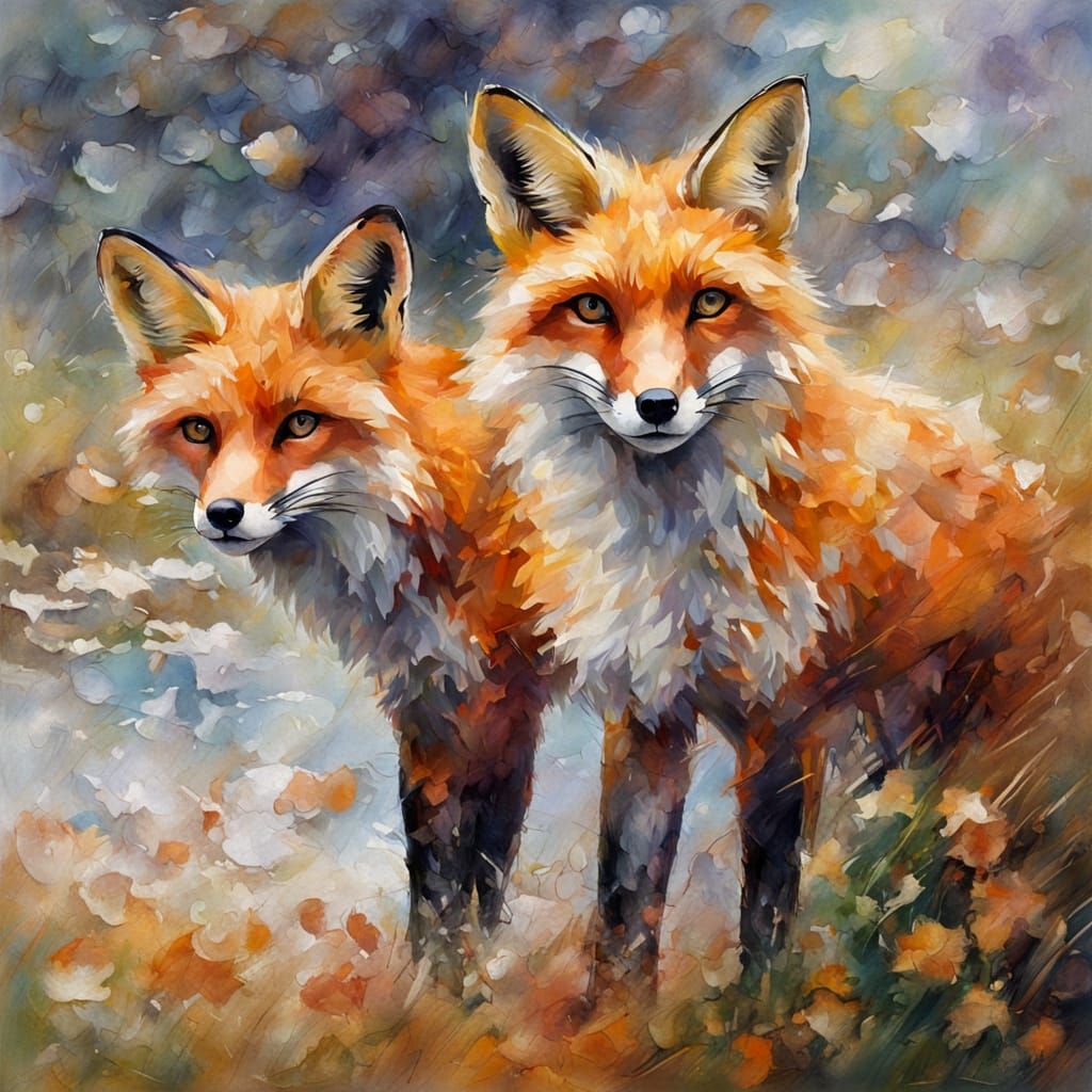 Impressionistic Fox with Nacre Hues