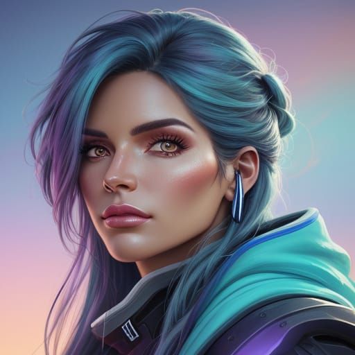 Laura Lee Portrait: Digital Painting with Vibrant, Pastel Co...