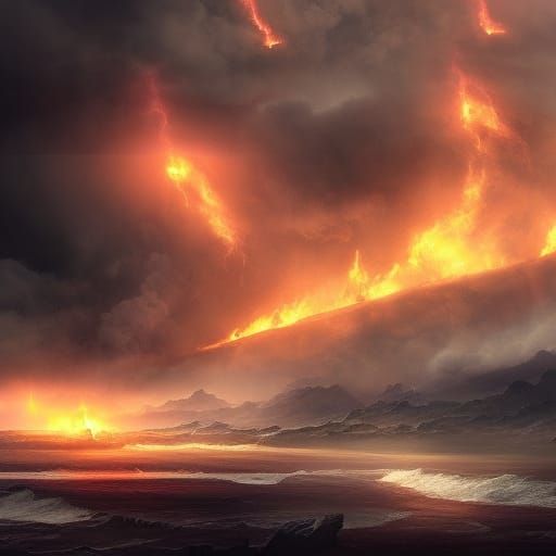 Apocalyptic Storm and Fire Digital Matte Painting