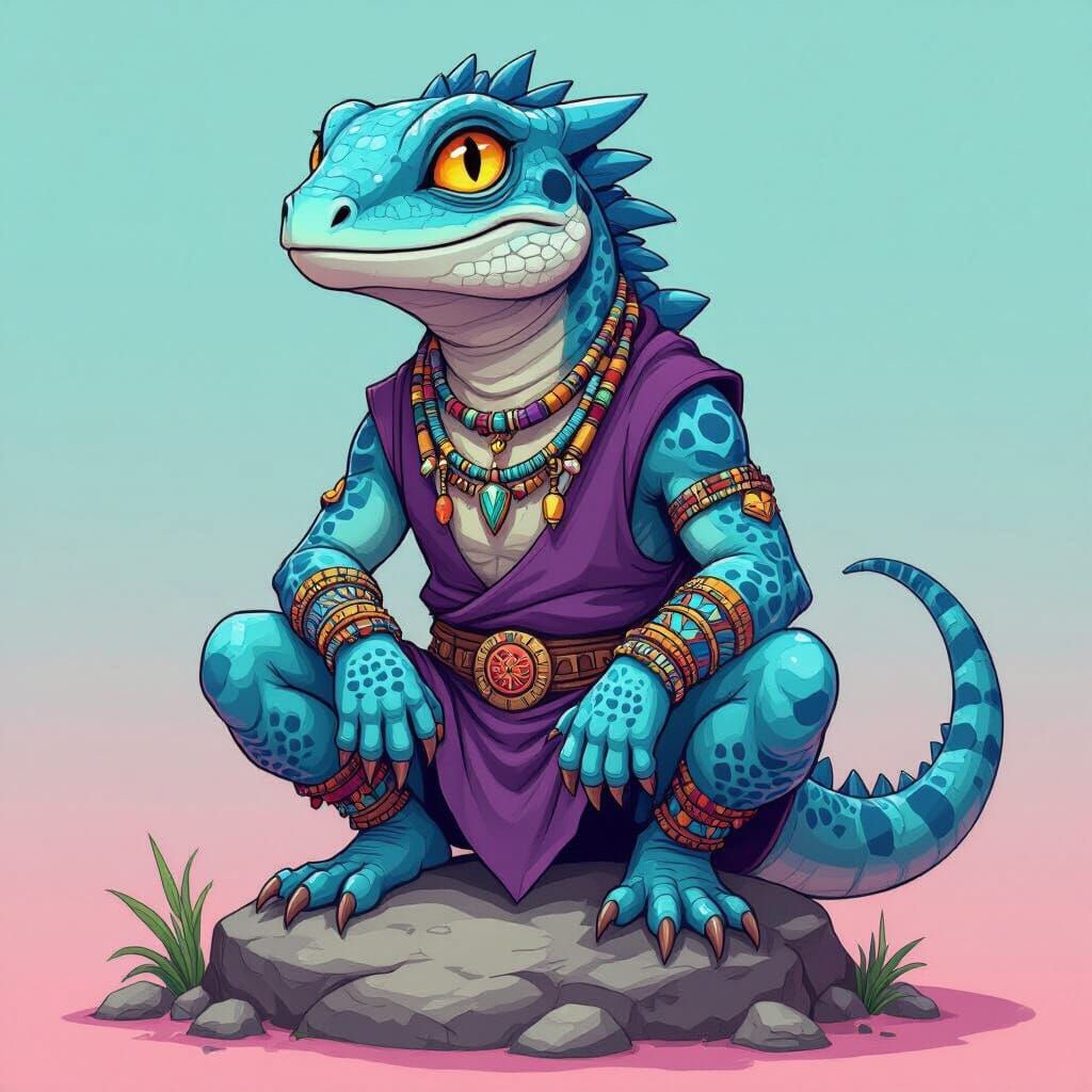 Anthropomorphic Lizard NFT Art Character