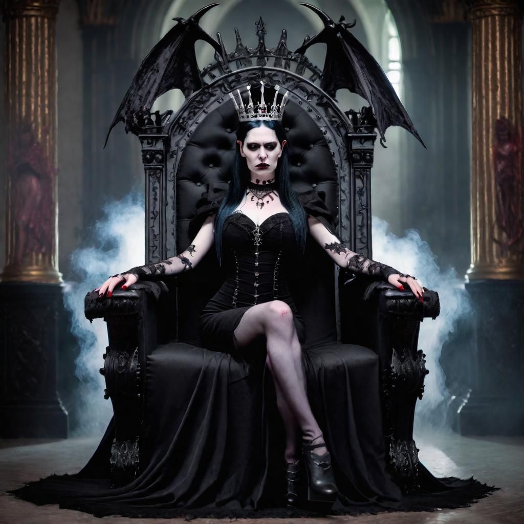 Gothic Queen of the Underworld on Throne