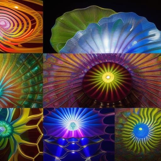 Bioluminescent Chihuly Glass Sculptures in Black Pitch