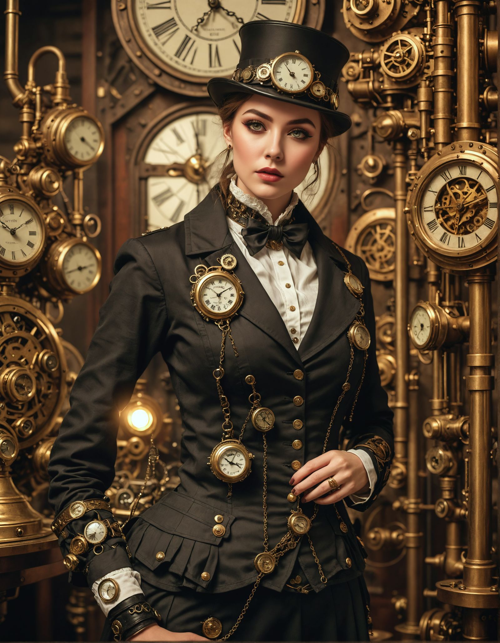 Steampunk Victorian Futurism with Clockwork Elements