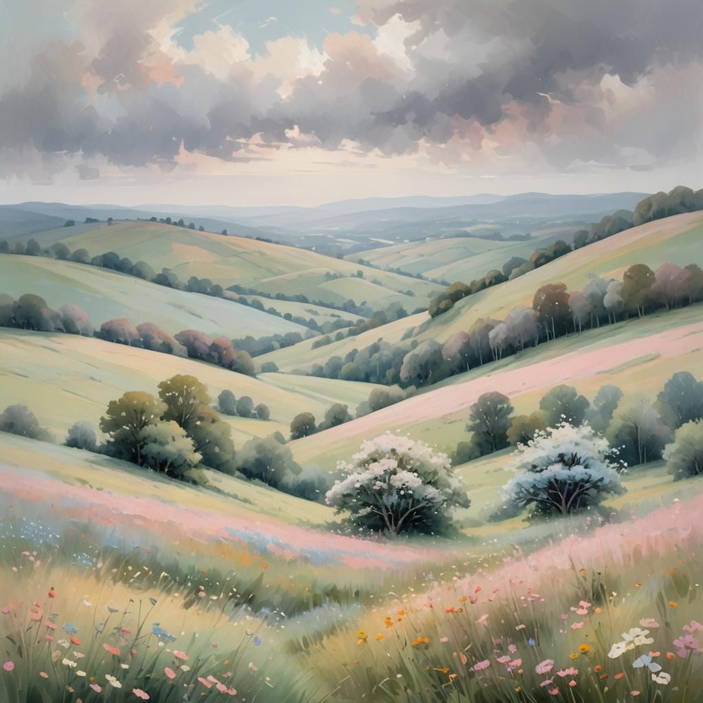 Impressionistic Countryside with Pastel Colors