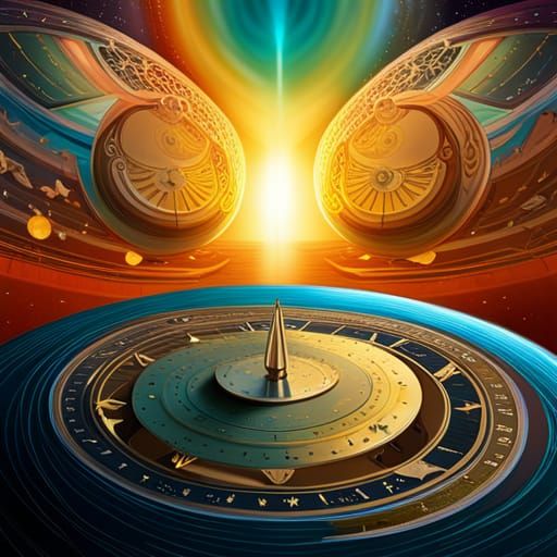 Alien Sundial Under Twin Stars: Abstract Exoplanet Art