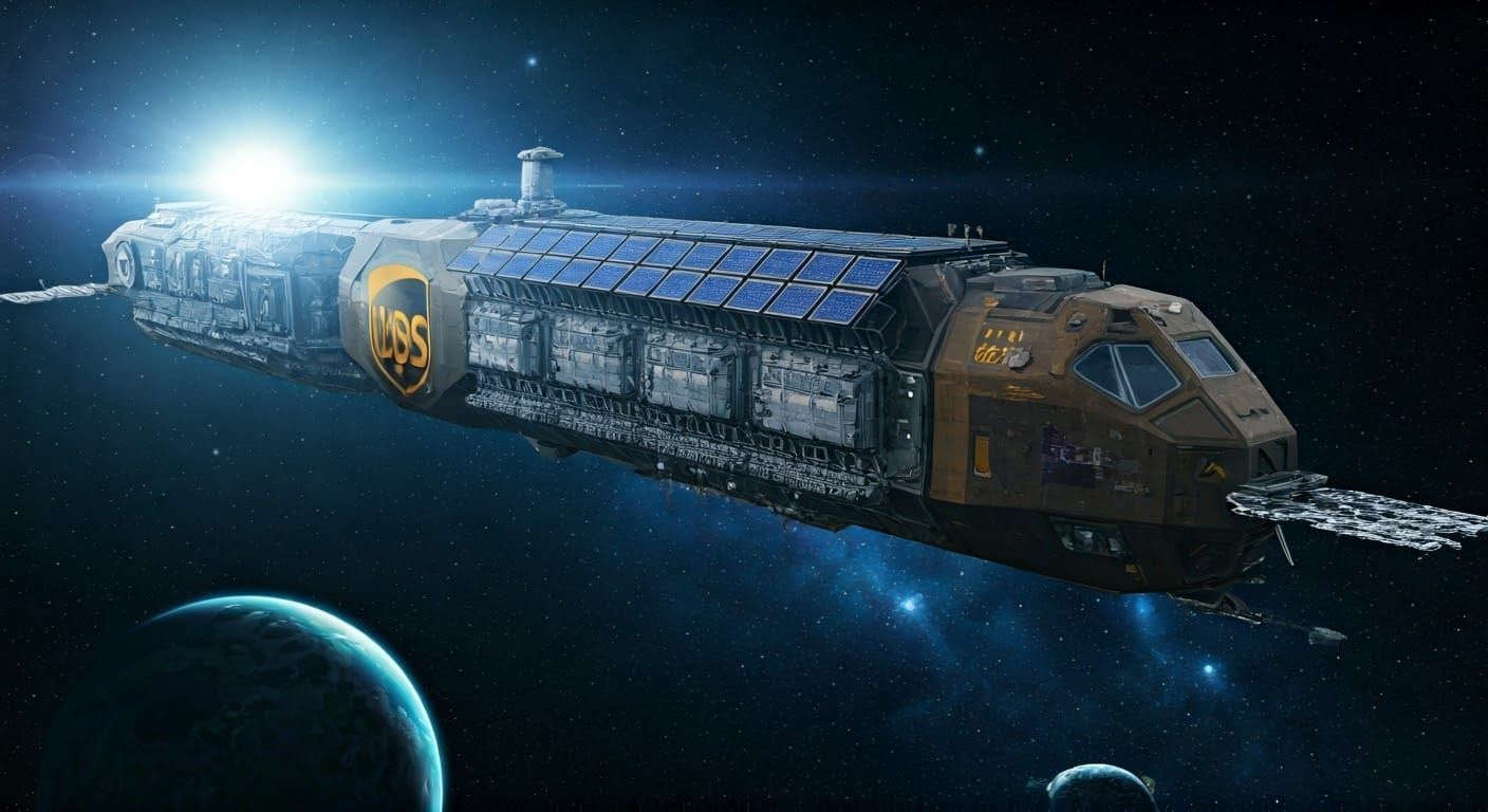a spaceship designed by FedEx/UPS in a joint venture, especi...