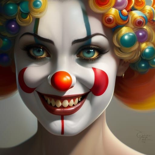 Cute Clown Portrait with Evil Eyes