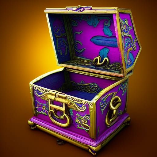 Elaborate Treasure Chest with Teeth: 3D Fantasy