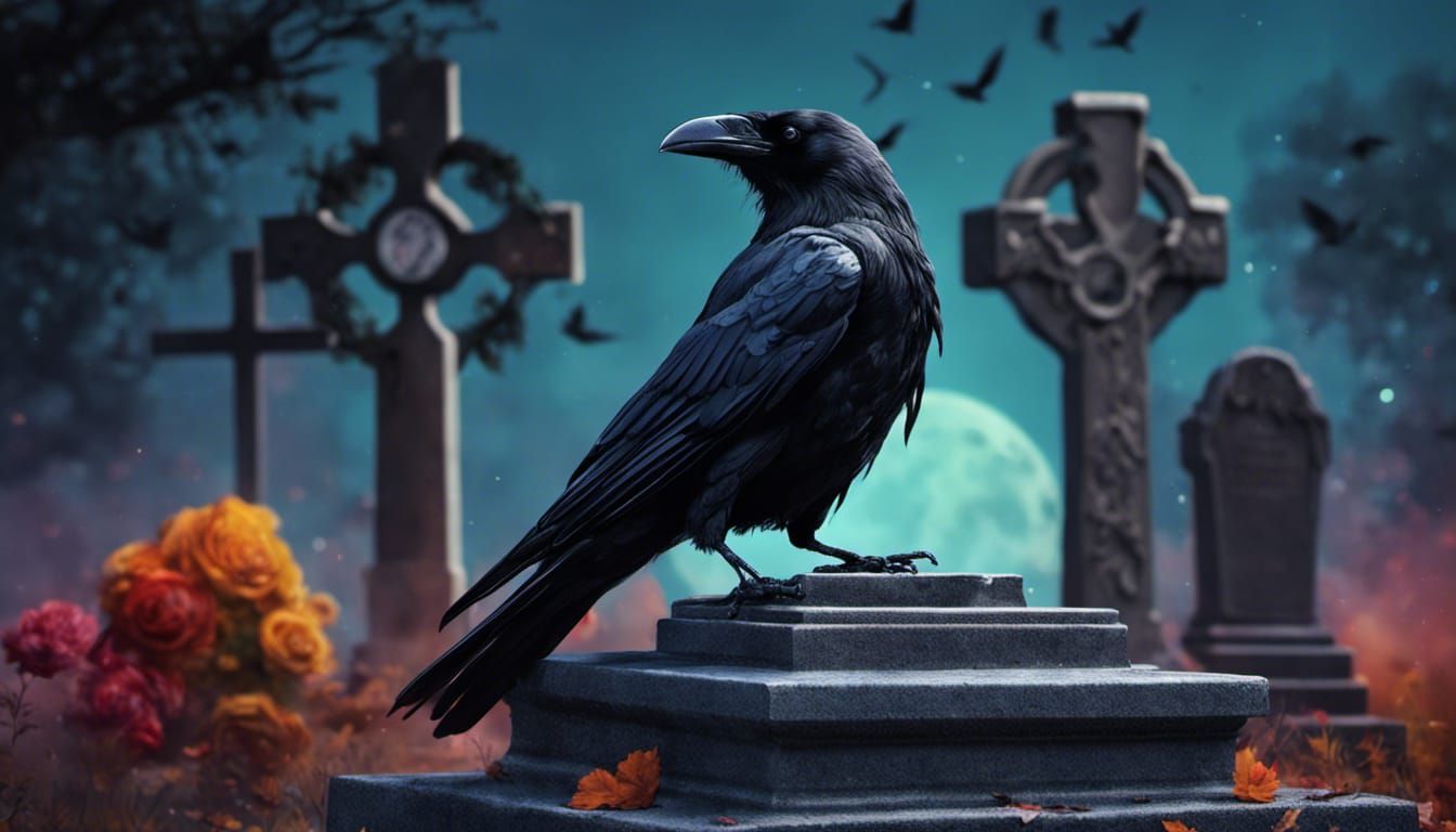 a crow on a tombstone...